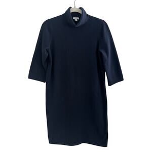 J. Jill Wearever Navy Turtleneck Sweater Dress Knee Length Minimal Size Small